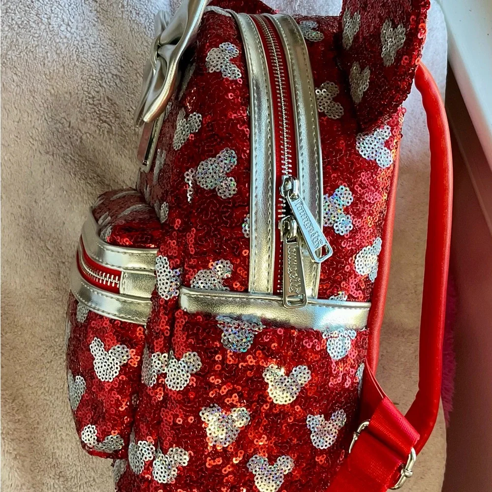 Disney Red and Silver Sequin Woman’s Backpack - Picture 6 of 7